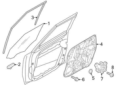 2015 Kia Soul Front Door Run Assembly-Front Door Window Glass Diagram for 82530B2000