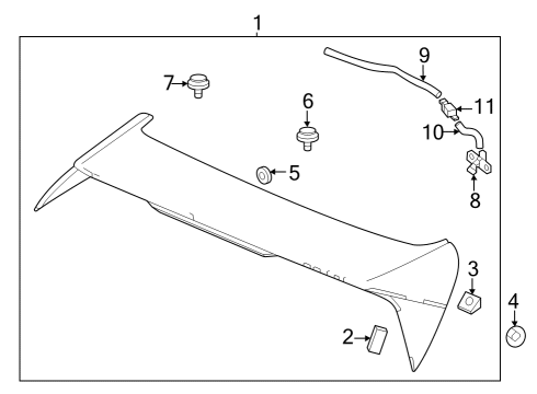 1997 Ford Aspire Rear Spoiler CLIP Diagram for 915133T0003