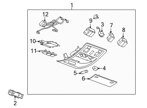 2008 GMC Yukon Overhead Console Reading Lamp Lens Diagram for 15911049