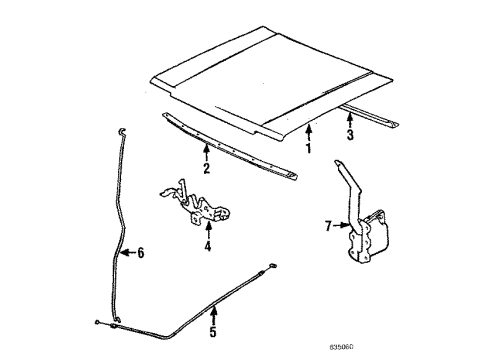 1985 Toyota Tercel Hood & Components Hood Support Rod Diagram for 5345116030