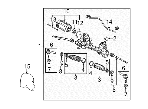 2013 GMC Terrain P/S Pump & Hoses, Steering Gear & Linkage Gear Assembly Diagram for 84157553
