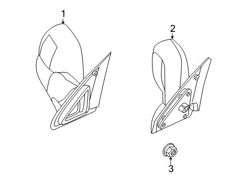 2007 Dodge Ram 3500 Outside Mirrors Glass-Mirror Replacement Diagram for 5191035AA
