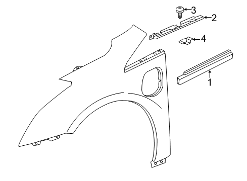 2014 Cadillac ELR Exterior Trim - Fender Retaining Strip Diagram for 22938717