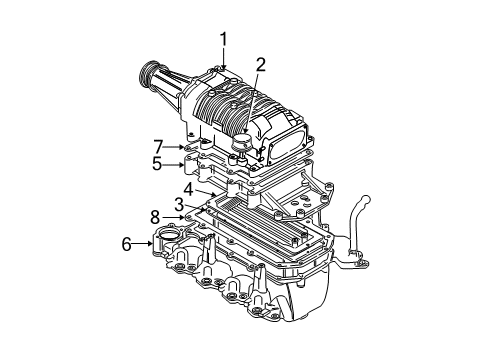 2001 Ford F-150 Supercharger & Components Intake Manifold Gasket Diagram for 1L3Z9H486BA