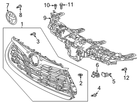 2021 Toyota Highlander Grille & Components GARNISH, RADIATOR GR Diagram for 531410R110
