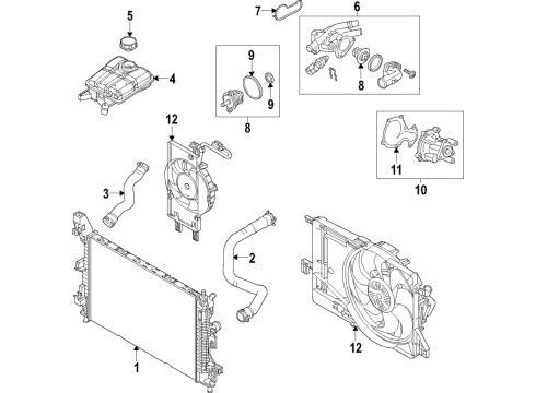 2016 Ford Focus Cooling System, Radiator, Water Pump, Cooling Fan Fan Assembly Diagram for BV6Z8C607L