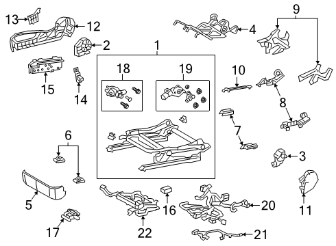 2021 Lexus ES350 Heated Seats Bracket, Seat Adjust Diagram for 7271333020