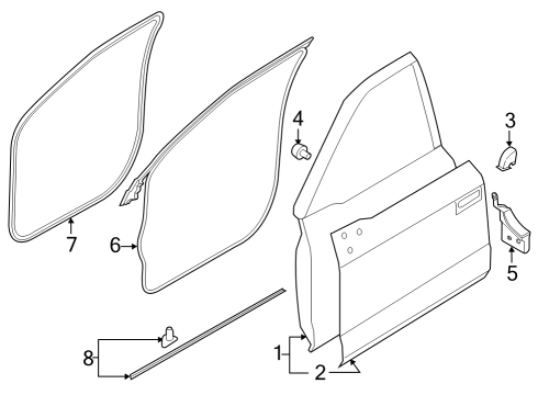 2016 Ford F-150 Front Door Door Weatherstrip Diagram for FL3Z1820530A
