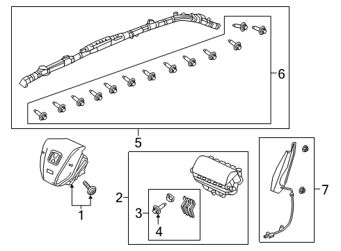 2020 Honda Passport Air Bag Components Bracket Set, Support Diagram for 77892TG7A00