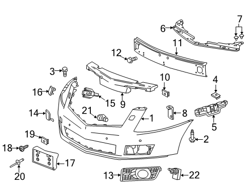 2013 Cadillac SRX Front Bumper Bumper Cover Diagram for 22762884