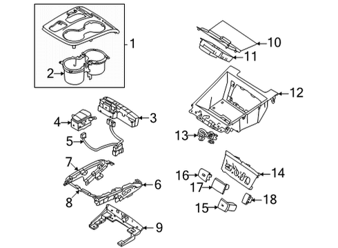 2022 Hyundai Tucson Parking Brake TRAY-FLOOR CONSOLE Diagram for 84632N9100NNB