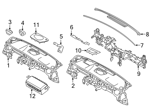 2017 Kia K900 Cluster & Switches, Instrument Panel Bracket-Crash Pad Cluster Support Diagram for 847243T000