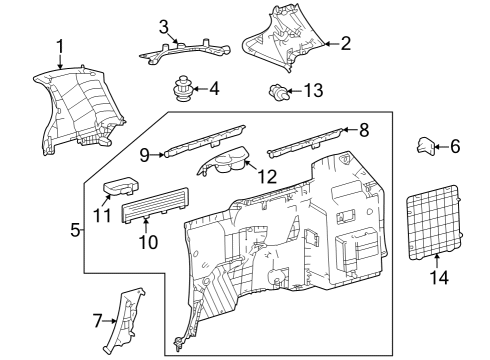 2021 Toyota Sienna Interior Trim - Side Panel Pillar Trim Diagram for 6256008100B0