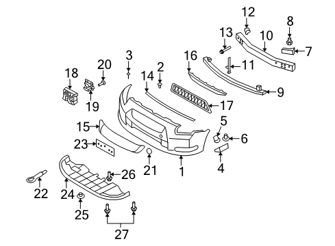 2009 Nissan GT-R Front Bumper Bracket-Licence Plate Diagram for 96210JF30B