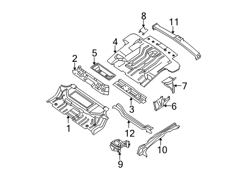 2013 Nissan Xterra Rear Floor & Rails Floor-Rear, Rear Diagram for 74514EA030