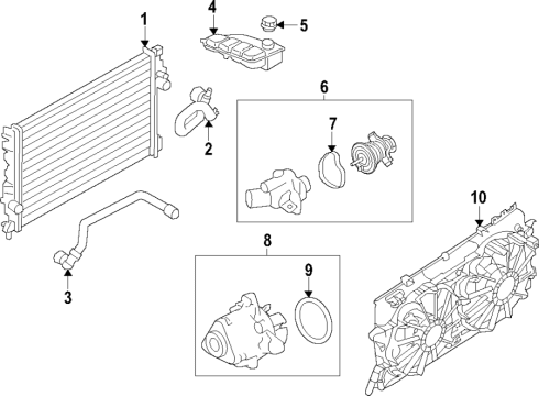 Cooling System, Radiator, Water Pump, Cooling Fan Lower Hose Diagram for K2GZ8286F