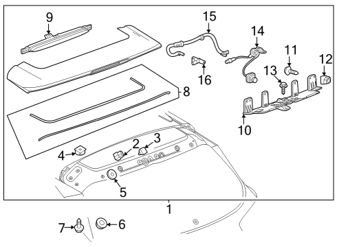 Rear Spoiler Spoiler Bolt Diagram for 11548912