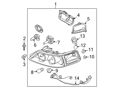 2006 Lincoln Town Car Bulbs Wire Harness Diagram for 5W1Z13076AB