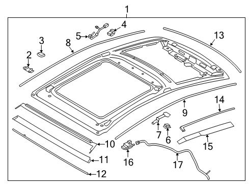 2010 Audi S6 Sunroof Side Seal Diagram for DP5Z54503A23A