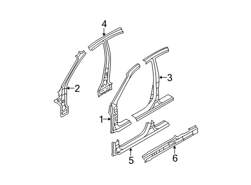 2007 Kia Spectra5 Center Pillar, Hinge Pillar, Rocker Panel Assembly-Side SILL Diagram for 651712F010