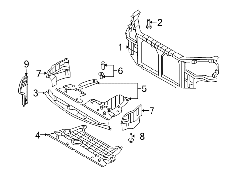 2009 Hyundai Sonata Radiator Support Cover Assembly-Side, LH Diagram for 291103K150