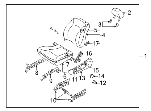 2002 Kia Spectra Front Seat Components Cushion-FSEAT, LH Diagram for 0K2DK88160A96