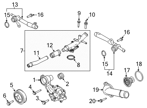 2017 Lincoln MKX Water Pump Pulley Diagram for FT4Z8509A