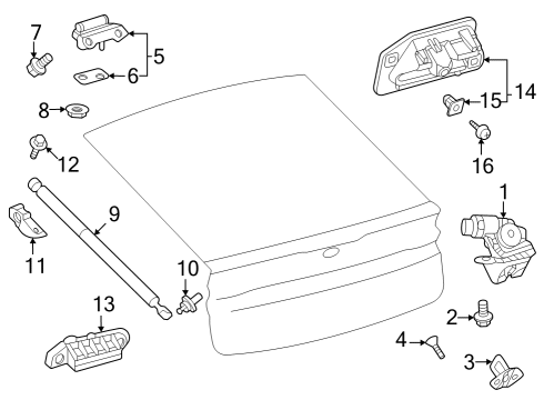 Lift Gate Support Cylinder Bolt Diagram for 6896147010