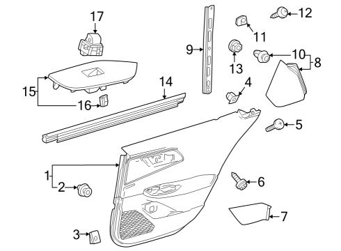 Rear Door Door Trim Panel Grommet Diagram for 9018906240