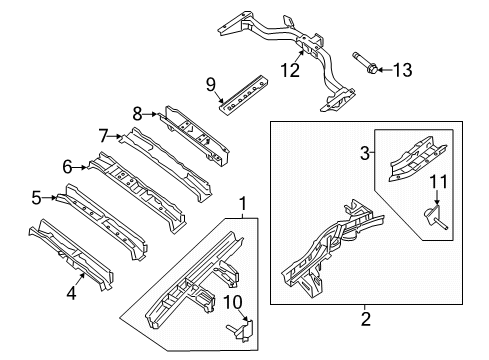 2020 Nissan Pathfinder Trailer Hitch Components, Floor & Rails Towing Hook-Rear Diagram for 511503JA0A