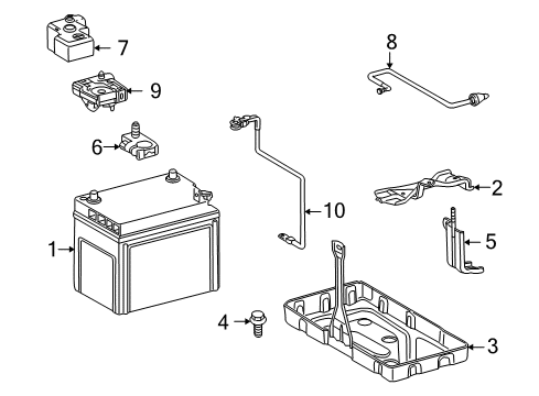 2009 Lexus LS600h Battery Carrier, Battery Diagram for 7441050030