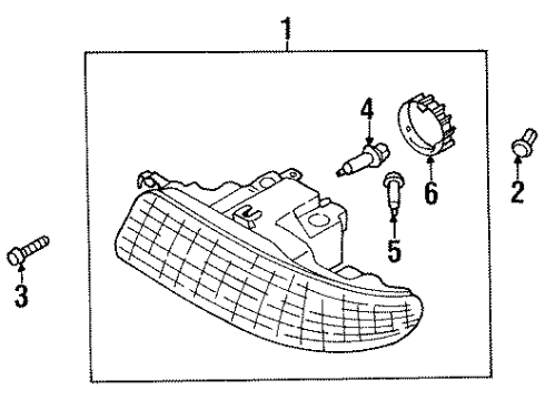 1997 Kia Sephia Bulbs Driver Side Headlight Assembly Diagram for 0K24A51040C