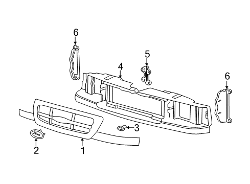 2007 Audi A6 Grille & Components Panel Cover Diagram for 1L5Z8C299CA