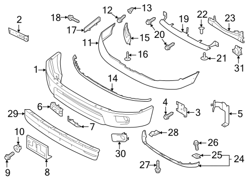 2017 Nissan Titan Front Bumper Bolt Diagram for 01121N6041