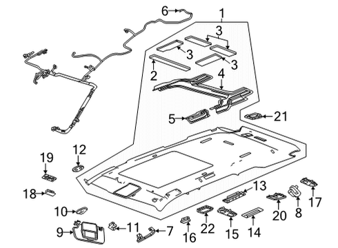 2022 Cadillac Escalade Interior Trim - Roof Insulator Pad Diagram for 84275155