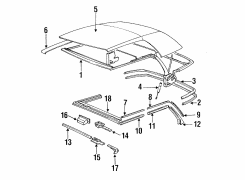 1992 BMW 318i Roof & Back Glass - Folding Top Gas Pressurized Spring Diagram for 54311932751