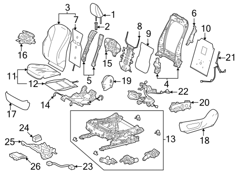 Driver Seat Components Bracket, Front Seat Back Diagram for 7116311010