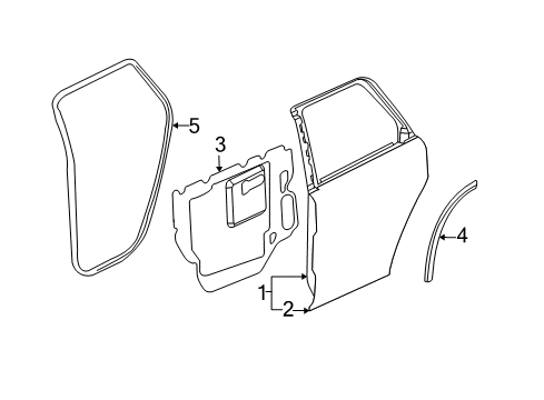 2008 Pontiac Torrent Rear Door Weatherstrip Asm-Rear Side Door Diagram for 15946144