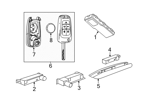 2012 Buick Verano Keyless Entry Components Key Asm-Door Lock & Ignition Lock (W/ Remote Control Door Lock Diagram for 13500226