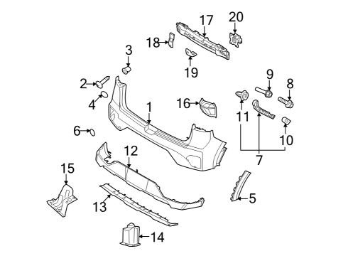2021 Kia Niro Bumper & Components - Rear Rear Bumper Upper Cover Diagram for 86611G5500