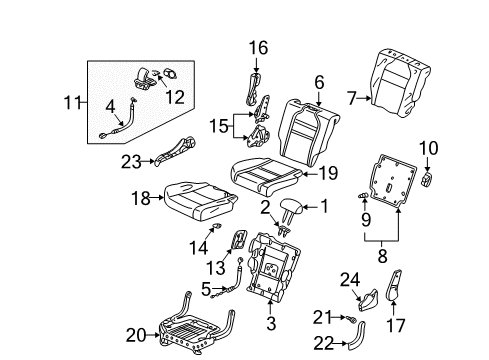 2001 Acura MDX Rear Seat Components Cover, Passenger Side Middle Seat Slide (Graphite Black) Diagram for 81358S3VA12ZA