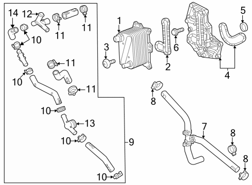 Oil Cooler Oil Cooler Gasket Diagram for 55511495