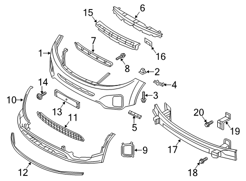 2015 Kia Sorento Automatic Temperature Controls Bracket-Front Bumper Side Reinforcement Diagram for 865772P000
