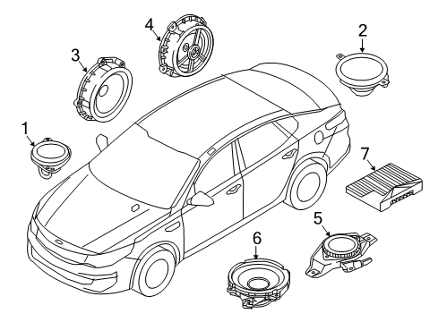 2019 Kia Optima Sound System Midrange Speaker Assembly, Right Diagram for 96321D4000