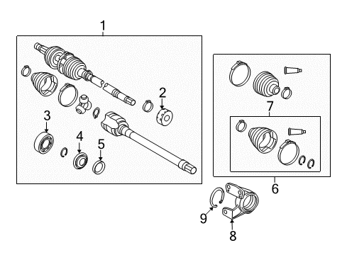 2011 Toyota Matrix Drive Axles - Front Bearing Support Snap Ring Diagram for 9052173001