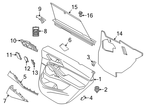2022 BMW X5 Rear Door Trim Cover For Lock Button Diagram for 51417455112