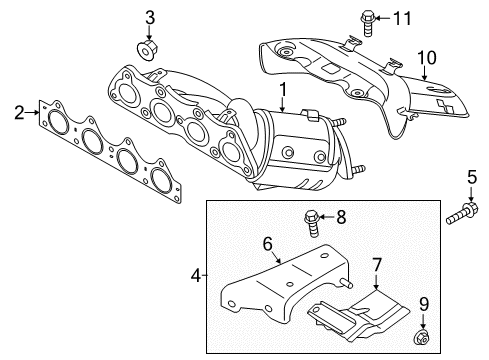 2018 Kia Rio Exhaust Manifold Heat Protector Diagram for 495482R000