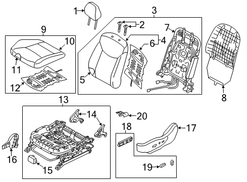 2013 Hyundai Elantra Heated Seats Back Assembly-Front Seat Driver Diagram for 883003X440PDH