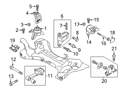 2013 Kia Optima Engine & Trans Mounting Roll Rod Bracket Assembly Diagram for 219504R000