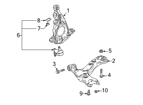 2021 Toyota C-HR Front Suspension Components, Lower Control Arm, Stabilizer Bar Lower Control Arm Diagram for 48069F4010
